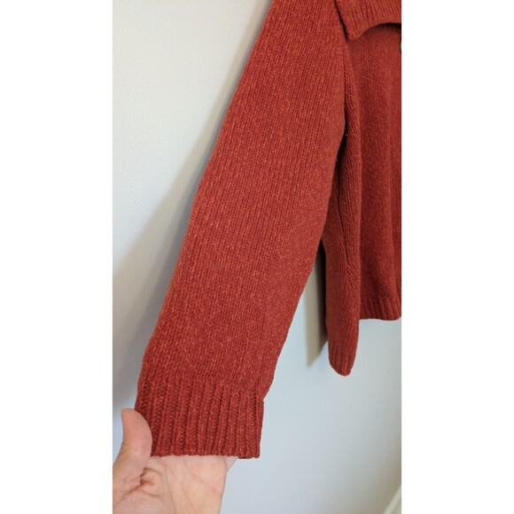 Women's Cardigan Sweater 3X Lambs Wool Angora Thick One Button Shawl Collar Rust - Picture 2 of 10